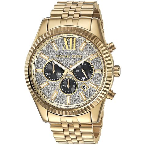 michael kors mens lexington gold-tone watch mk8494|michael kors lexington chronograph.